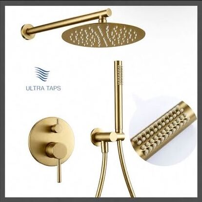 Round Rain Shower Set — Brushed Gold