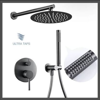 Round Rain Shower Set — Gunmetal