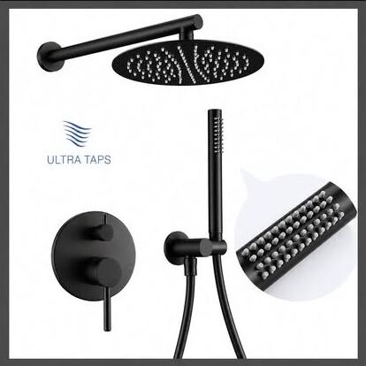 Round Rain Shower Set — Matte Black